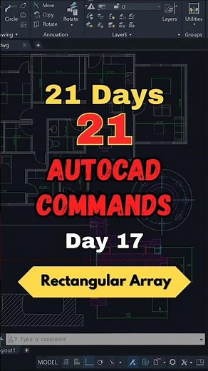Day 17 How to Use Rectangular Array in AutoCAD | AutoCAD Array Command Tutorial for Beginners