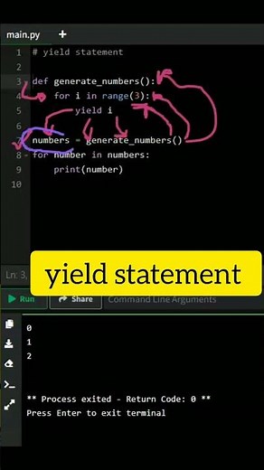 yield statement in python | generator function #python