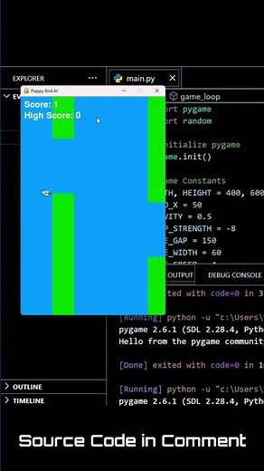 🚀 Build Flappy Bird in Python! Watch this crazy game come to life! 🎮🔥 #Python #Pygame #GameDev