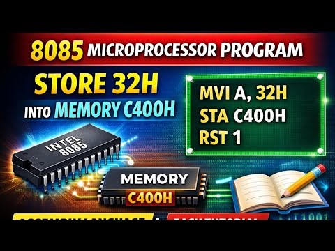 8085 Microprocessor Program | Store Data Byte 32H into Memory C400H | Assembly Language