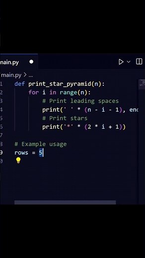 Create Star Pyramid Pattern in Python | Python for Beginners | Python Program #10 #shorts #coding