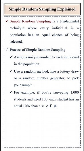 Simple Random Sampling Explained #sampling #dataanalysis