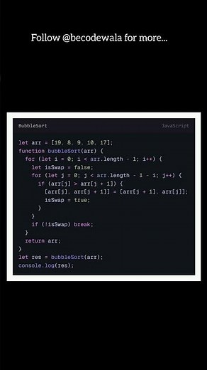 “Bubble Sort in JavaScript 🔥 Explained in 30 Seconds!”
