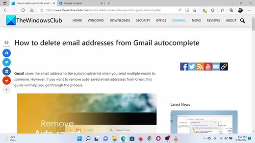How to delete email addresses from Gmail autocomplete