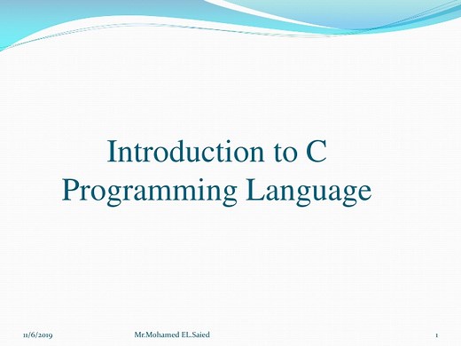 Introduction to C Programming Language - SlideServe