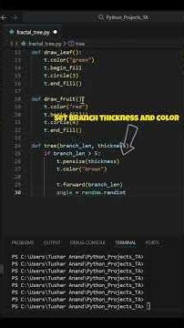 Fractal Tree in Python 🌳🐍 | Recursive Turtle Graphics Magic #shorts #python #coding #programming
