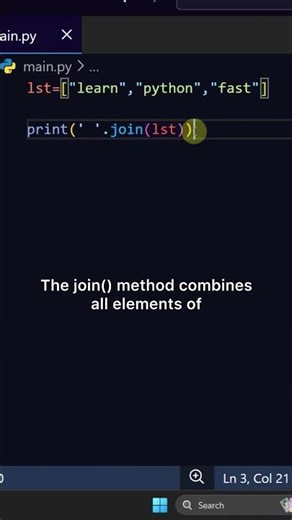 Join list of words into string #coding #python #programming