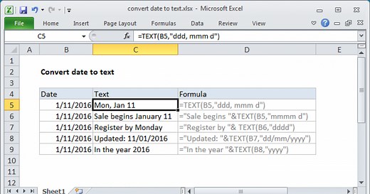 Convert date to text