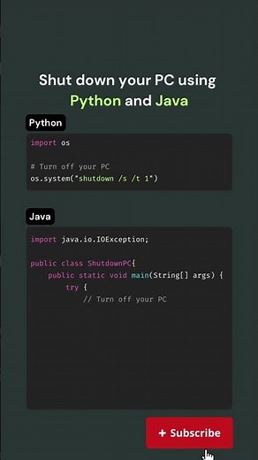 Automate Shutdown using Python and Java | Programming Shorts #python #java #programming #yt #shorts