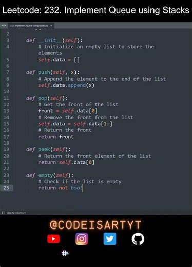 Leetcode 232. Implement Queue using Stacks in Python | Python Leetcode | Python Coding Tutorial