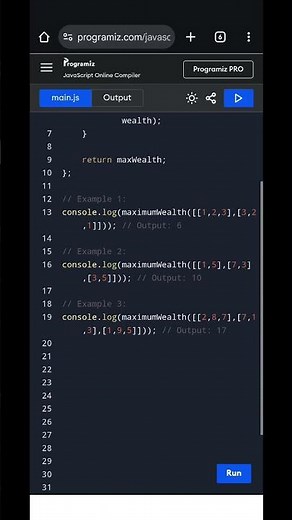 Find the Richest Customer Wealth in JavaScript | Easy Array Problem Explained