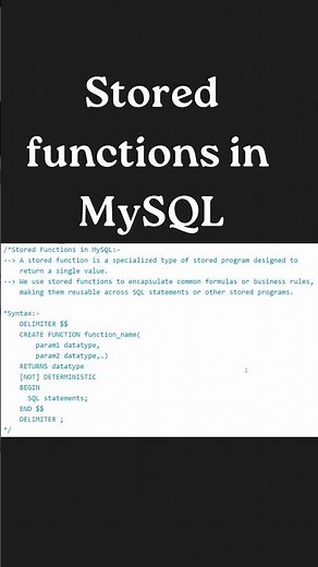 Stored functions in MySQL | User defined Functions | #mysql_workbench