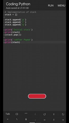 Implementation of stack project in python 🔥 // basic python #coding #python