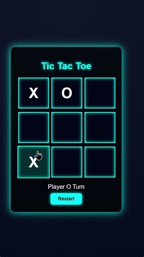 Tic Tac Toe Game Using HTML CSS JS 🎮🔥 #coding #codingbat #htmlcss #learncoding #webdesign #shorts