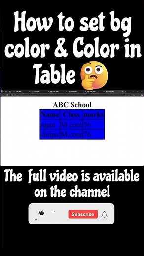 🎨 How to Set Background & Text Color in HTML Tables! 💻 | Quick & Easy! #shorts #html