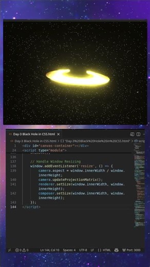 Day 3 Black Hole using JS and CS #shorts#viral#trending#html#webdesign