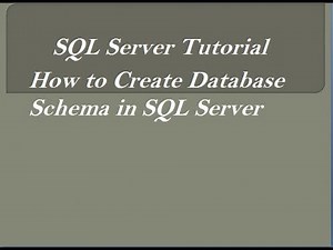 How to Create Database Schema in SQL Server