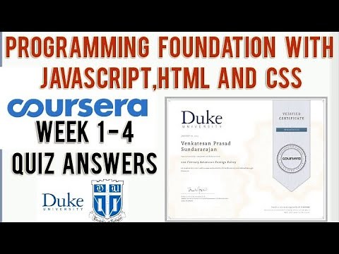 Coursera: Programming Foundations With JavaScript, HTML and CSS Week 1 to Week 4 Quiz Answers | Duke