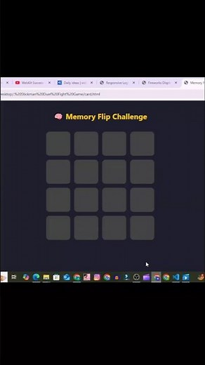 🧠 Memory Card Flip Game using HTML CSS JavaScript | Fun Matching Game Project
