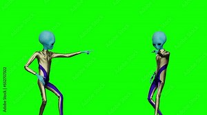 alien dancing 3D loop animation green screen
