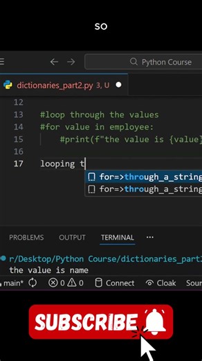 looping through key value pairs 1 #pythonprogramming #pythoncourseforbeginners