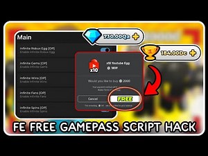 [ NEW ] Free Gamepass Script - ROBLOX SCRIPTS - FREE Robux Eggs / Dupe Pets / Infinite Gems