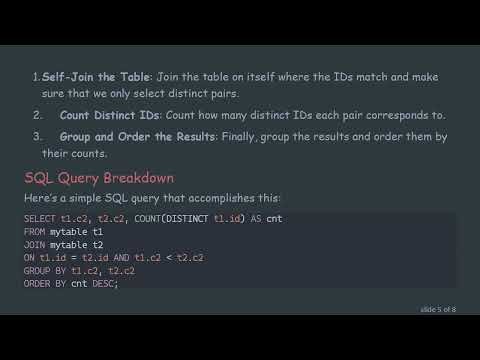 Creating DISTINCT Pairs in SQL: Group by and Count Frequencies