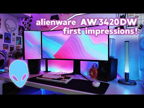 ALIENWARE AW3420DW FIRST IMPRESSIONS! | gamer girl setup