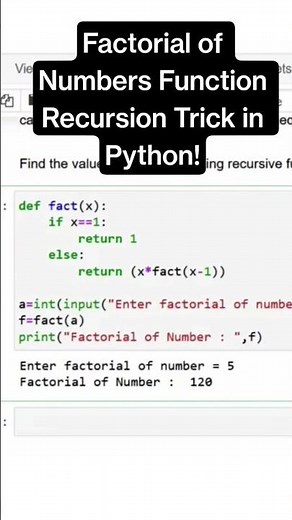 Factorial Numbers with Recursion in Python! #python #ai