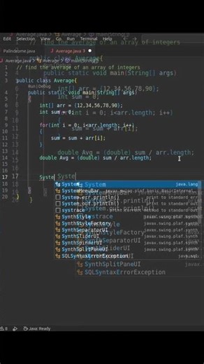 Java Program to Find Average of Array Elements | Easy Explanation #shorts
