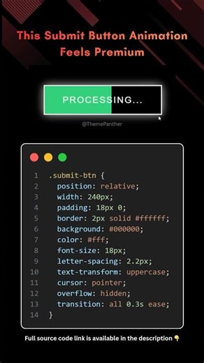 ✨ Animated Submit Button Using HTML & CSS | Modern UI Effect🔥 #webdevelopment #htmlcss #css #shorts