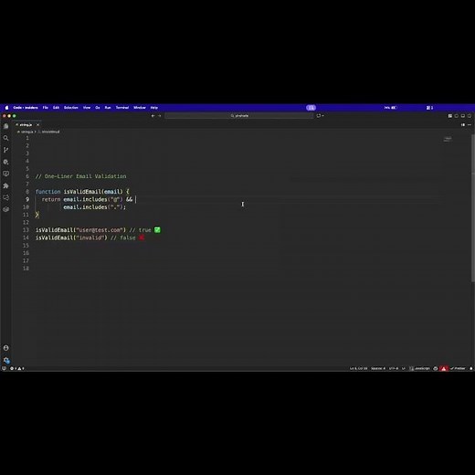 Validate emails in ONE line of JavaScript! ✉️ #coding #frontendcourse #webdevelopment