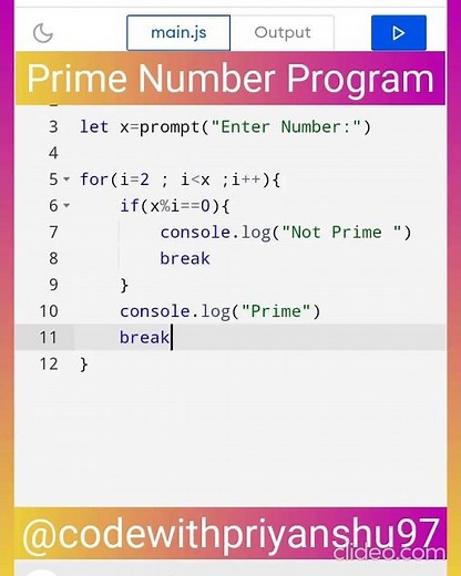Javascript : Prime Number program in javascript | #shortsvideo #javascipt #simplecoding #coding