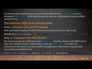 How to Effectively Process JSON Arrays in MS SQL for Structured Data Output