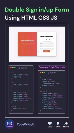 How to Build a Professional Dual-State Login Interface!🤯🎨#coding#shorts#programming#ai#code#tech#css