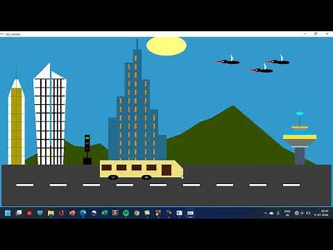 Simple city scenery opengl cg projects | VTU 6th Sem CSE Project