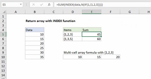 Return array with INDEX function