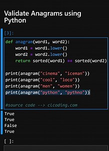 Validate Anagrams using Python | Python Coding