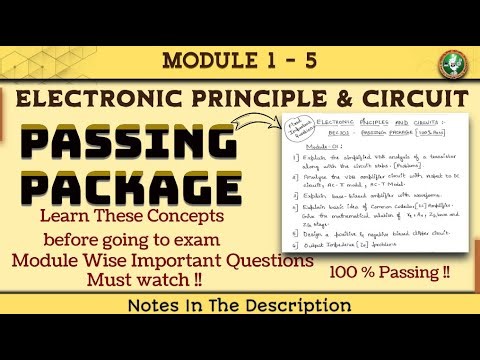 Electronic Principles And Circuits Passing Package & Imp Questions Discussed | 3rd Sem ECE VTU