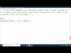 python program to count the strings length is 2 or more and the first and last character are same