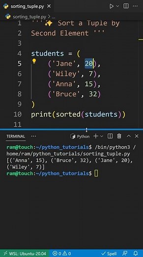 Sort a Tuple by Second Element In Python