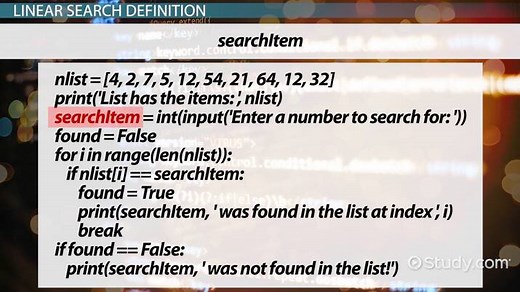 Performing a Linear Search in Python: Definition & Examples