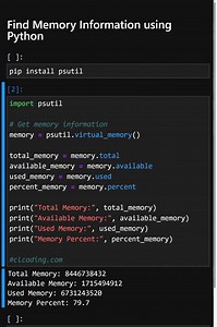 Find Memory Information using Python | Python Coding