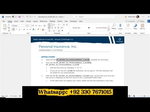 Module 3: SAM Project 1a | Shelly Cashman Access 365 | Personal Insurance, Inc. | SC_AC365_3a