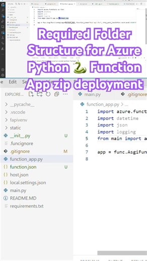 🎯Required Folder Structure for Azure Python Function App zip deployment #azure #python