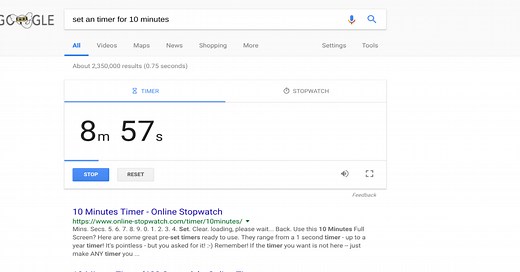 How to set a timer or stopwatch right from Google's homepage