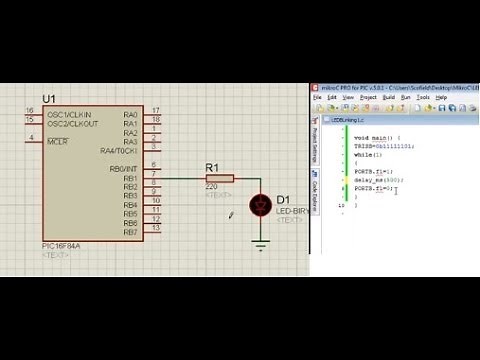 First tutorial on Pic Microcontroller programming ( MikroC + Isis ) HD