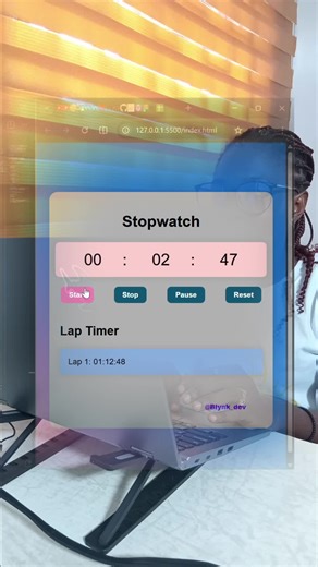 Hey I just made this stopwatch with HTML, CSS & JS ⏱️ Start. Pause. Reset. That’s it. Simple, clean, works like a charm 😎 Learned a ton about timing and events while building it. Peek the code here: https://blessingndeks.github.io/stopwatch/ #CodingLife #WebDev #JavaScript