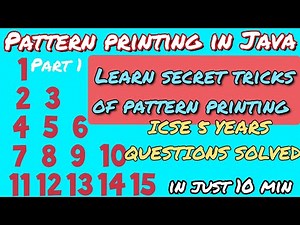 Pattern Printing using Nested Loop in Java | Class 9 and 10 ICSE