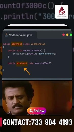 🎬 Learn Abstraction in Java in a fun and simple way using a scene inspired by the Arunachalam movie